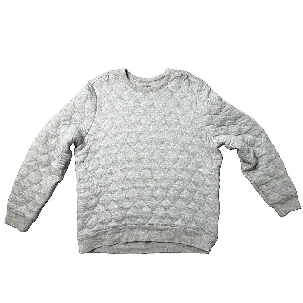 Madewell Quilted Sweatshirt Womens Large Gray Long Sleeve Crewneck Pullover